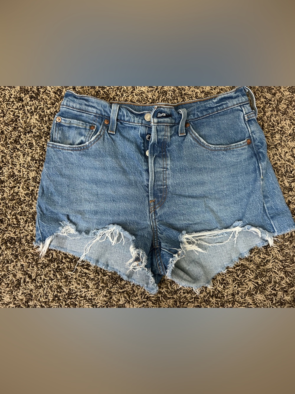 Levi's Blue Distressed Cutoff Denim Shorts